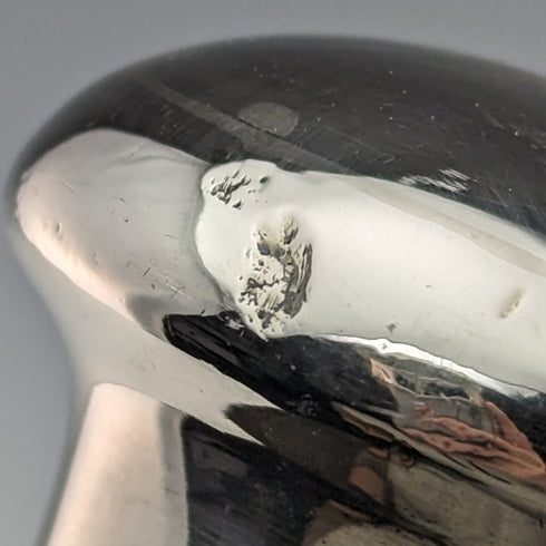 1924 British Vintage Men's Walking Stick, Sterling Silver, Round Handle, Black Shaft, 91.5cm